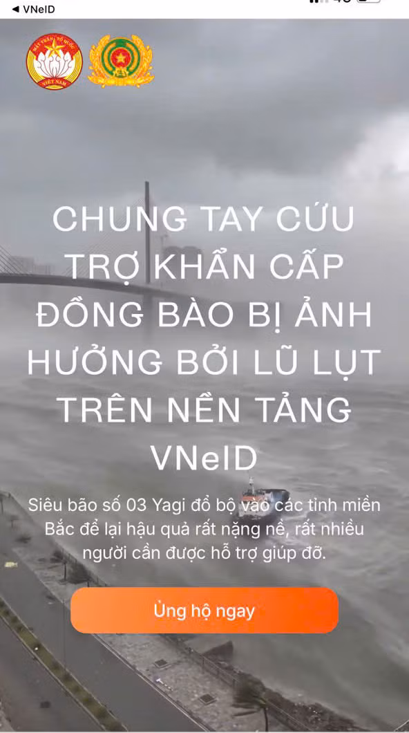 Giao diện trên ứng dụng VNeID