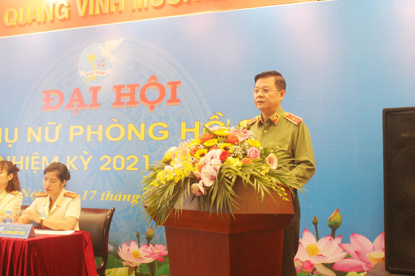 Thiếu tướng Đào Thanh Hải, Phó Bí thư Đảng ủy, Phó Giám đốc CATP phát biểu chỉ đạo tại Đại hội