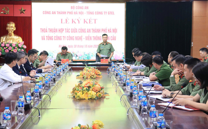 Đại tá Nguyễn Ngọc Quyền, Phó Bí thư Đảng ủy, Phó Giám đốc CATP Hà Nội phát biểu tại lễ ký