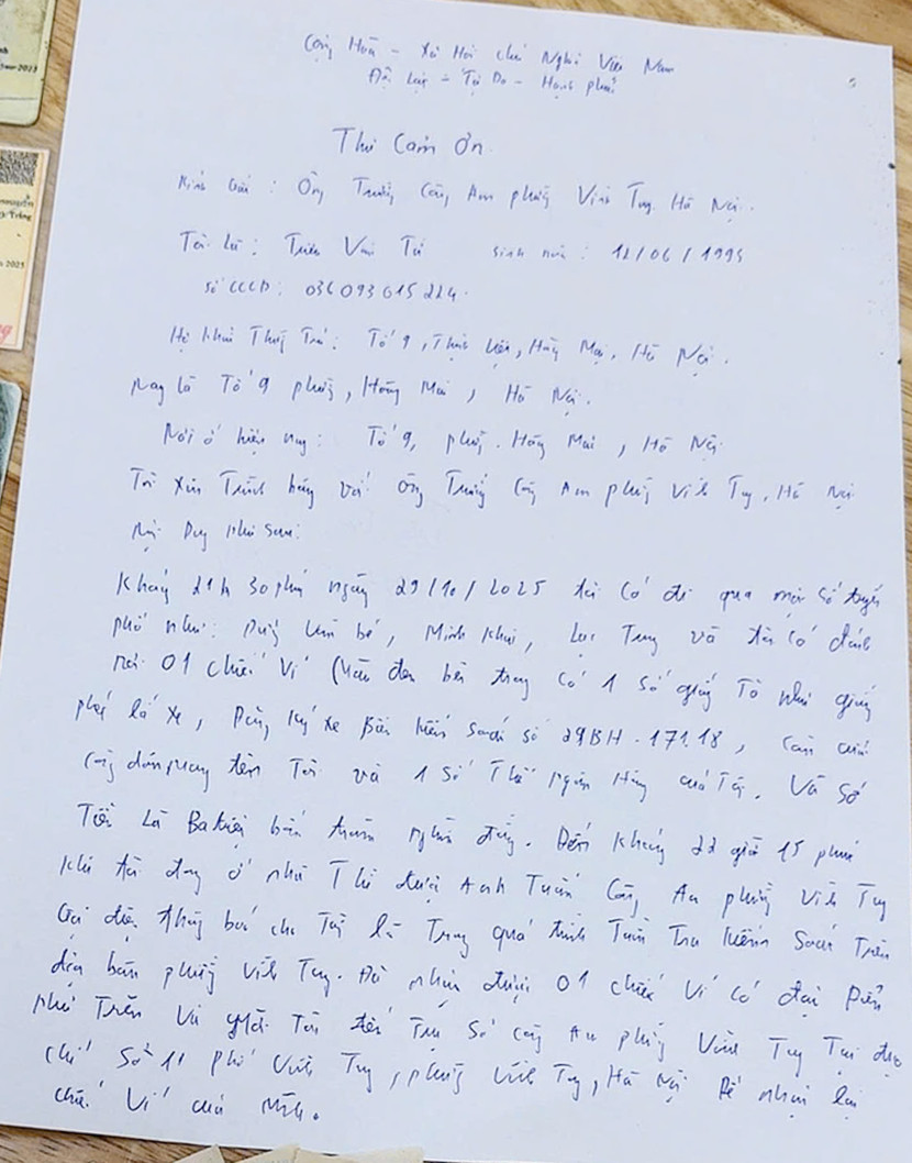 Lá thư cảm ơn viết vội của anh Tứ