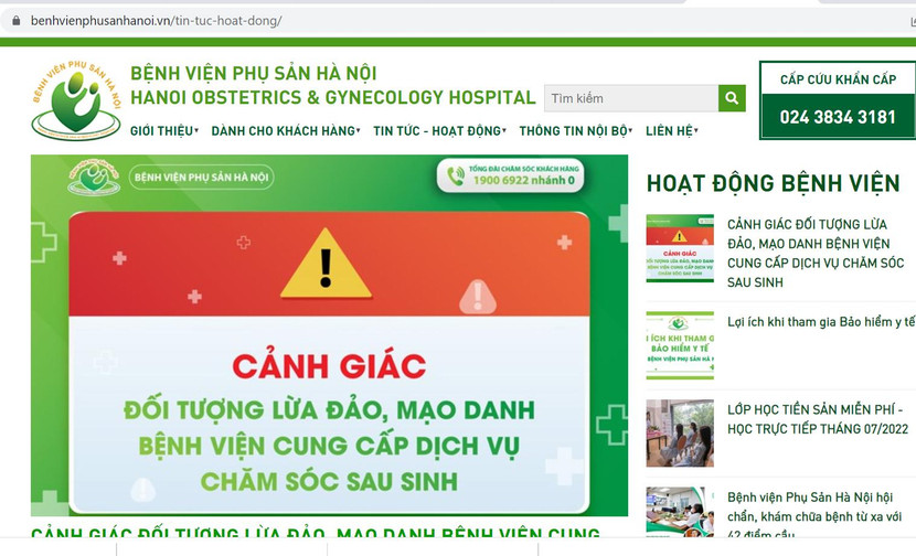 Các sản phụ sau sinh cần cảnh giác với các đối tượng giả mạo Bệnh viện Phụ sản Hà Nội đến nhà chăm sóc Các sản phụ sau sinh cần cảnh giác với các đối tượng giả mạo Bệnh viện Phụ sản Hà Nội đến nhà chăm sóc
