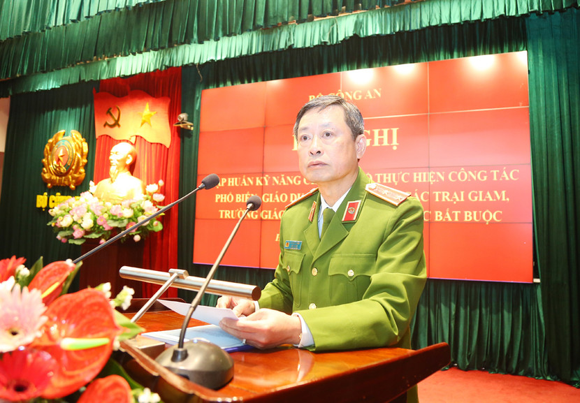 Trung tướng Lê Minh Hùng, Cục trưởng Cục Cảnh sát quản lý trại giam, cơ sở giáo dục bắt buộc, trường giáo dưỡng phát biểu tại hội nghị