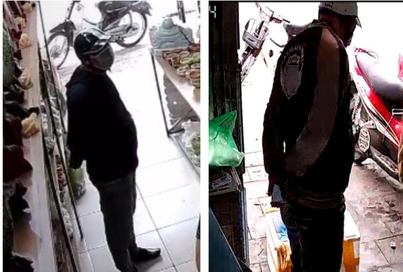 Hình ảnh Hồ Sỹ Tuấn lấy trộm điện thoại được camera an ninh ghi lại