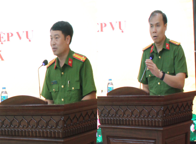 Chỉ huy một số công an cấp xã nêu ý kiến tại hội nghị