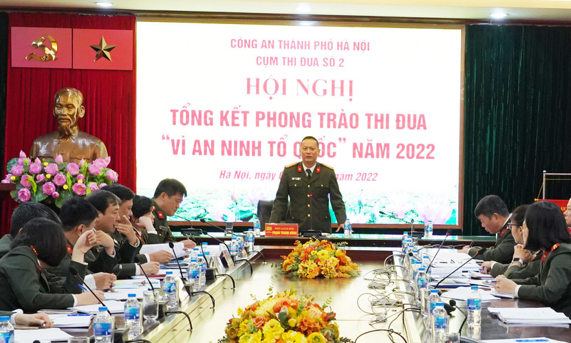 Đại tá Phạm Thanh Hùng, Phó Giám đốc CATP phát biểu tại hội nghị