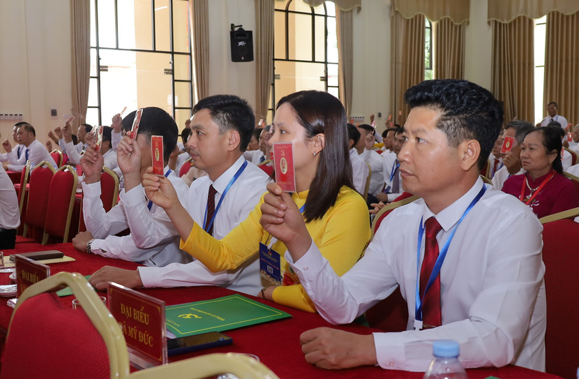 Các Đảng viên thể hiện ý chí tại Đại hội