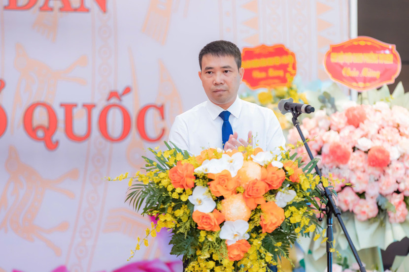 Đồng chí Nguyễn Thanh Bình, Phó Bí thư Đảng ủy, Chủ tịch UBND phường phát biểu tại lễ kỷ niệm