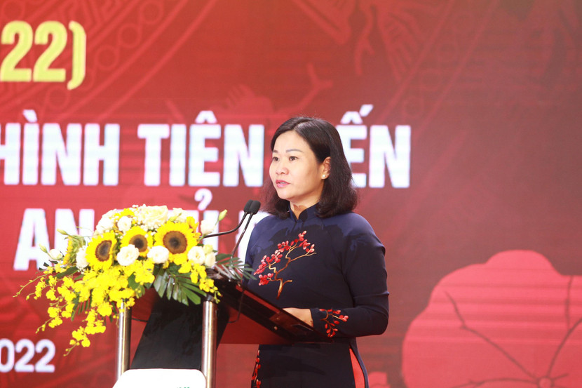 Đồng chí Nguyễn Thị Tuyến, Phó Bí thư thường trực Thành ủy Hà Nội phát biểu tại lễ kỷ niệm