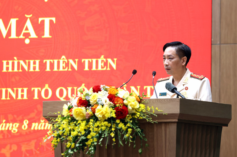 Đại tá Nguyễn Minh Tuấn, Phó Chánh Văn phòng Cơ quan CSĐT Bộ Công an phát biểu tại cuộc gặp mặt