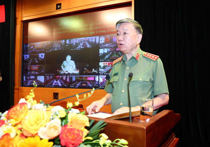 Đại tướng Tô Lâm, Ủy viên Bộ Chính trị, Bộ trưởng Bộ Công an chủ trì buổi lễ Đại tướng Tô Lâm, Ủy viên Bộ Chính trị, Bộ trưởng Bộ Công an chủ trì buổi lễ