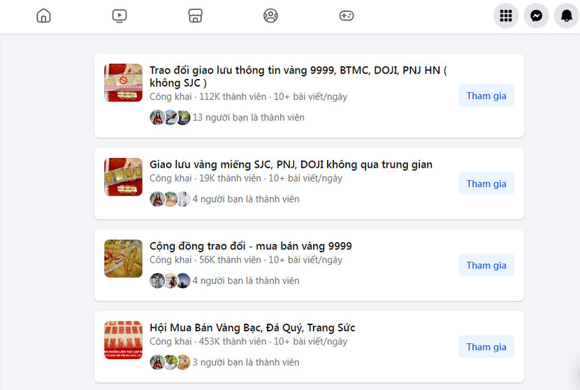 Tràn lan các trang mua bán vàng trên mạng xã hội Tràn lan các trang mua bán vàng trên mạng xã hội