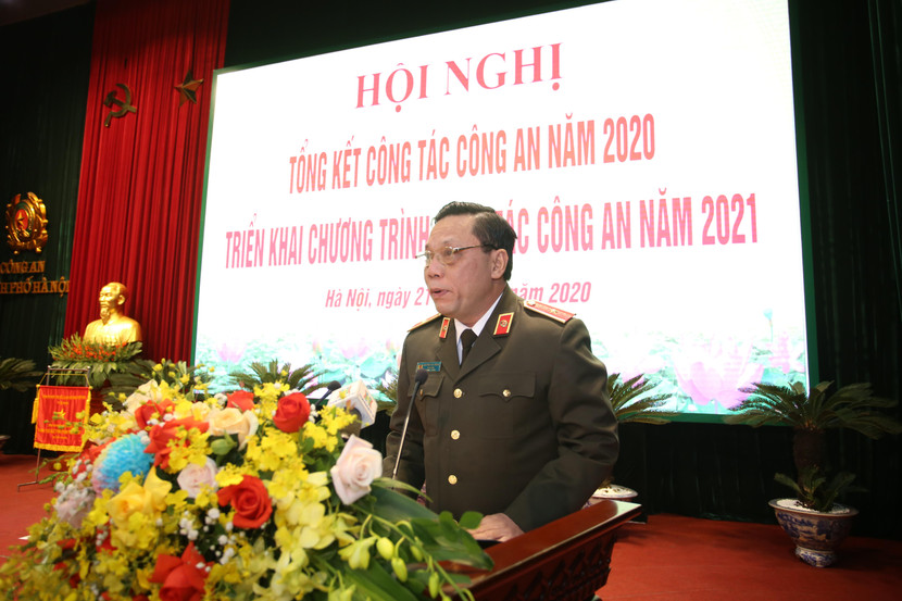 Thiếu tướng Nguyễn Hải Trung, Ủy viên Ban thường vụ Thành ủy, Bí thư Đảng ủy, Giám đốc CATP Hà Nội chủ trì hội nghị