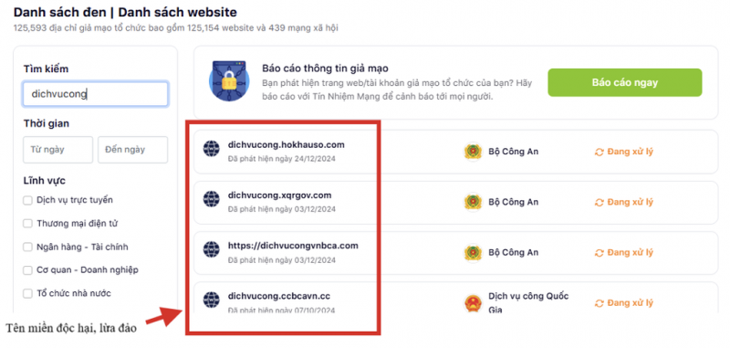 Hướng dẫn tra cứu website lừa đảo trên VNeID