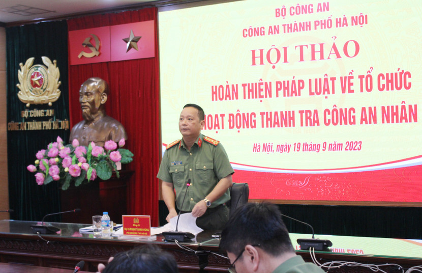 Đại tá Phạm Thanh Hùng, Phó Giám đốc CATP tham luận tại hội thảo
