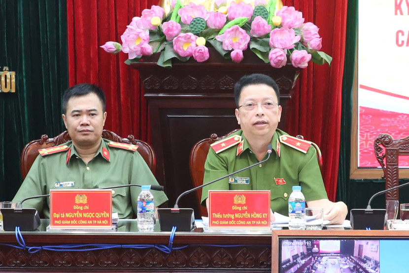 Thiếu tướng Nguyễn Hồng Ky, Phó Giám đốc CATP điều hành phần tham luận tại hội nghị