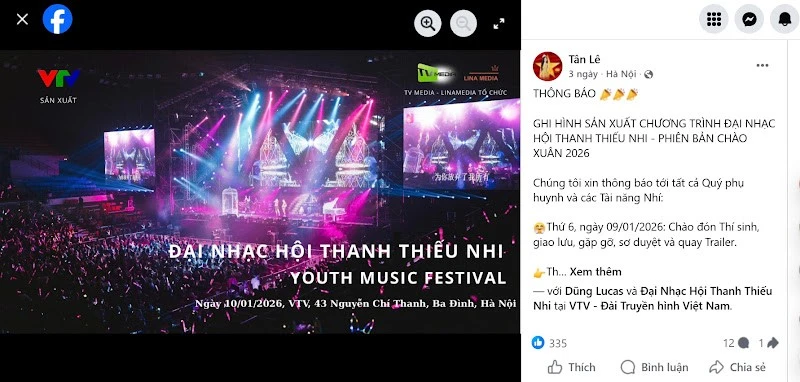 VTV khẳng định không sản xuất “Đại nhạc hội Thanh thiếu nhi – Youth Music Festival”