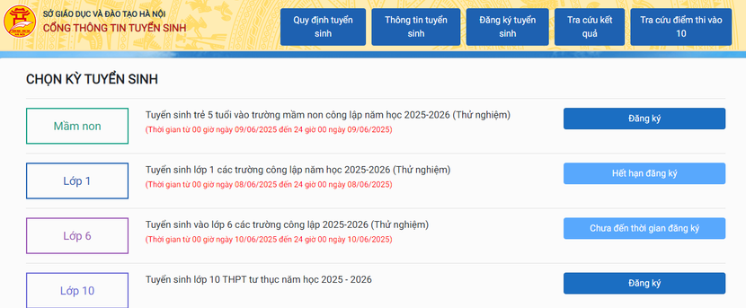 Phụ huynh tham gia thử nghiệm đăng ký tuyển sinh đầu cấp tại địa chỉ https://tsdaucap.hanoi.gov.vn để