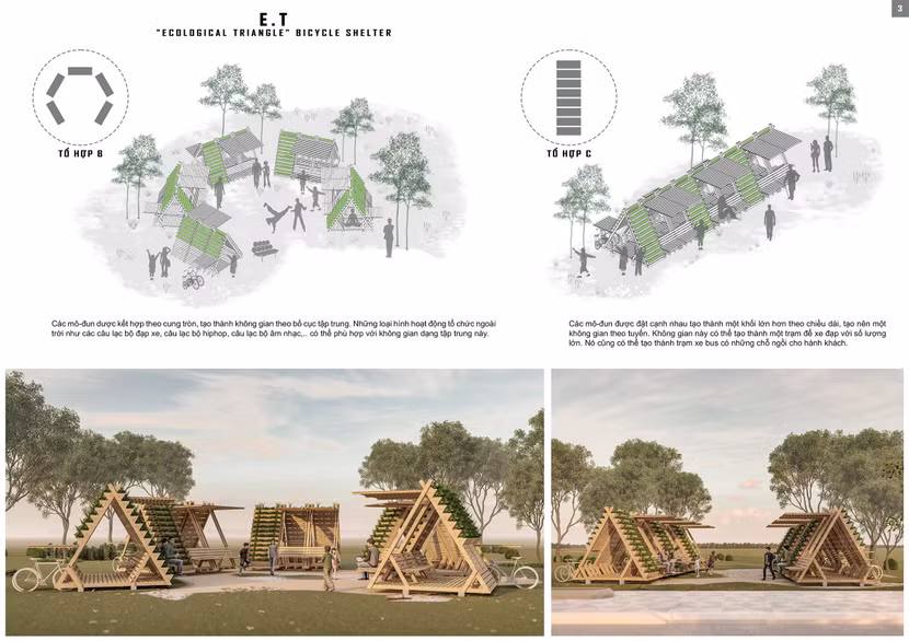 Bài dự thi E.T Bicycle Shelter của nhóm tác giả Nguyễn Việt Hùng, Trần Thanh Hải, Nguyễn Anh Đức Bài dự thi E.T Bicycle Shelter của nhóm tác giả Nguyễn Việt Hùng, Trần Thanh Hải, Nguyễn Anh Đức