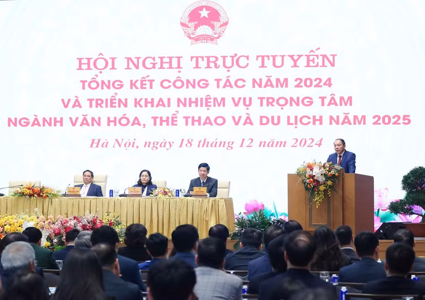 Bộ trưởng Bộ VHTTDL Nguyễn Văn Hùng nhấn mạnh, quan điểm “văn hóa phải được đặt ngang hàng với kinh tế, chính trị, xã hội” ngày càng được lan tỏa (Ảnh: Trần Huấn)