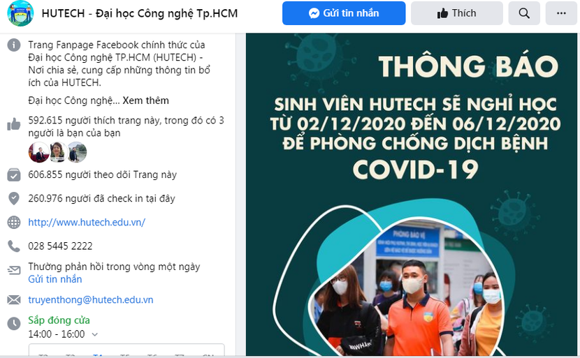 Hàng loạt trường ĐH lớn tại TP HCM tạm cho sinh viên nghỉ học tập trung chuyển sang học trực tuyến vì Covid-19