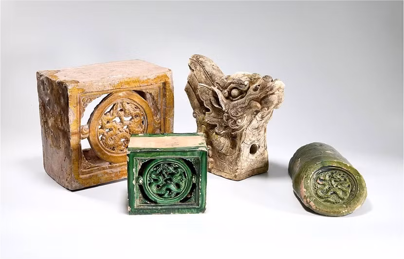 Linh thú và các loại ngói lợp trên mái-kiến trúc cung điện thời Lê sơ (ảnh; Viện NCKT)