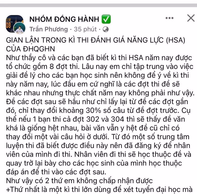 Xôn xao thông tin đề thi đánh giá năng lực bị trùng nhiều câu hỏi dễ học thuộc đáp án