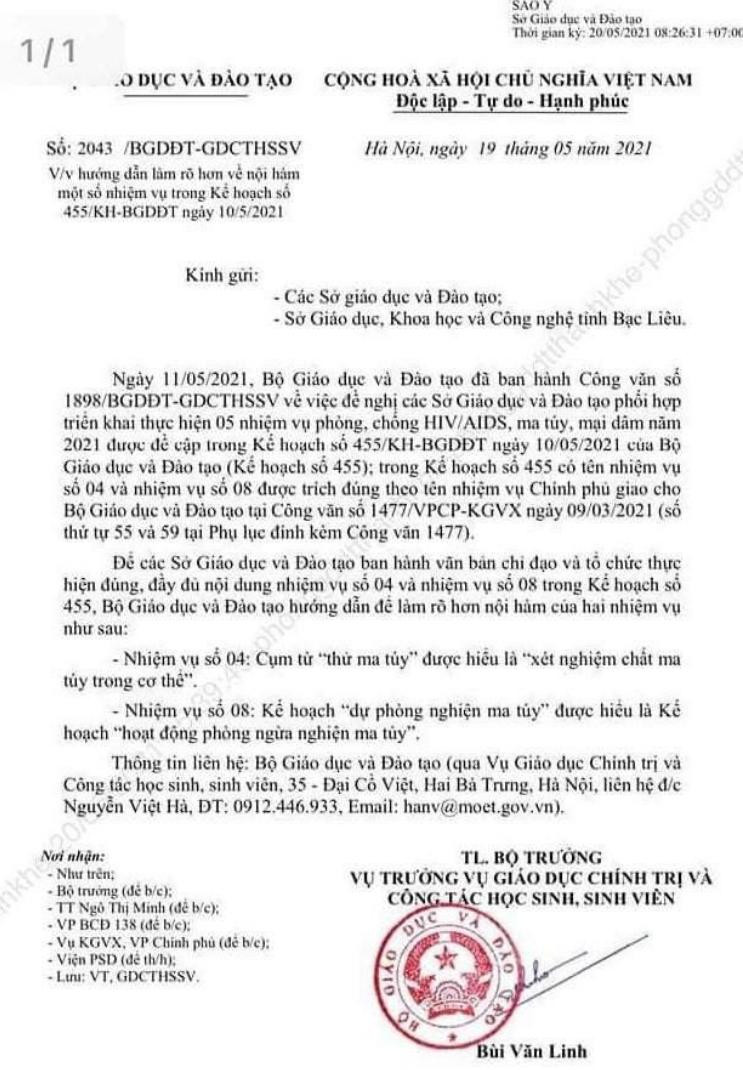 Bộ GD-ĐT lại làm dậy sóng dư luận với nhiệm vụ thí điểm thử ma tuý cho học sinh, sinh viên