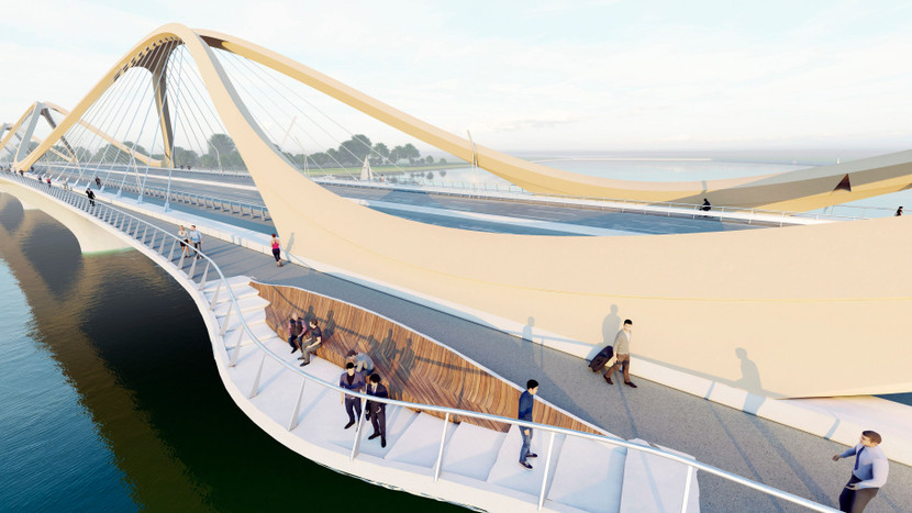 Ý tưởng cho cây cầu Trần Hưng Đạo với hình ảnh sóng lượn liên tục nối từ hai bờ mang biểu tượng bất tận về không gian và thời gian của Hà Nội, thể hiện tính hiện đại và thẩm mỹ