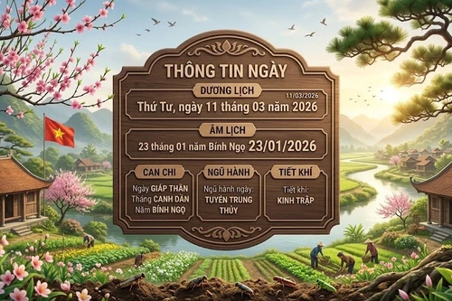 Lịch âm hôm nay 11/3/2026: Ngày Giáp Thân, xem giờ hoàng đạo và việc nên làm