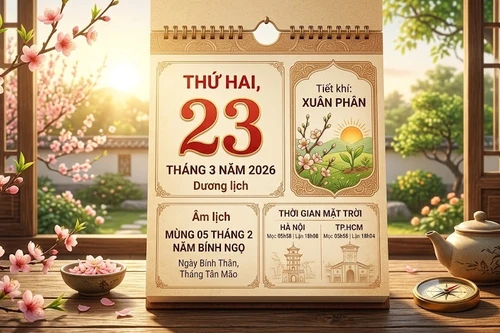 Lịch âm hôm nay 23/3/2026: Ngày Nguyệt kỵ, làm gì cũng dễ dang dở?