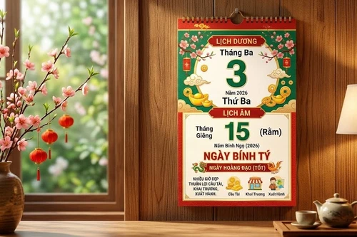 Lịch âm hôm nay 3/3/2026: Ngày Hoàng đạo Bính Tý, giờ đẹp cầu tài