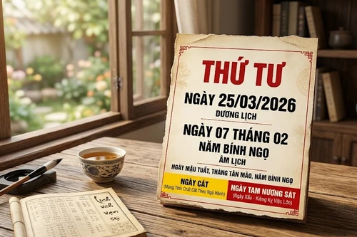 Lịch âm hôm nay 25/3/2026: Ngày Tam nương sát, nên tránh việc lớn