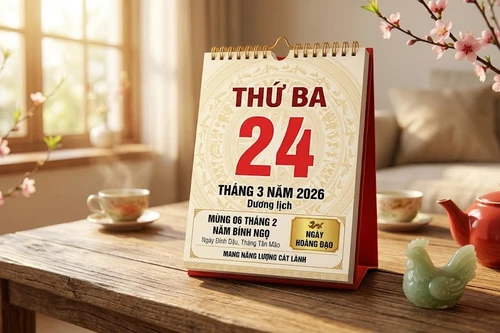 Lịch âm hôm nay 24/3/2026: Ngày Hoàng đạo, giờ đẹp và việc nên làm