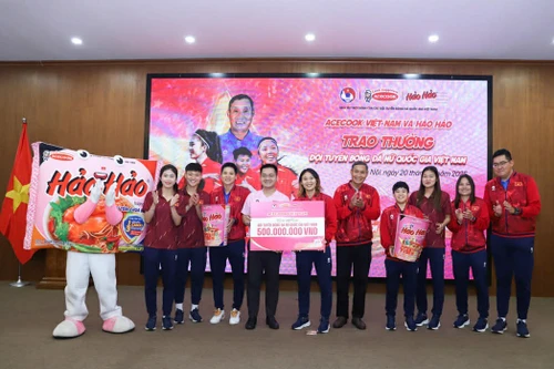 Thi đấu kiên cường vì màu cờ sắc áo, ĐT nữ Việt Nam nhận thưởng nửa tỷ đồng từ Acecook và Hảo Hảo