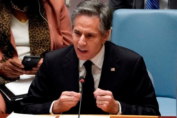 Nga - Mỹ “khẩu chiến” tại Liên hợp quốc về vấn đề Ukraine. Trong ảnh: Ngoại trưởng Mỹ Antony Blinken phát biểu tại Hội đồng Bảo an Liên hợp quốc ngày 17-2-2022