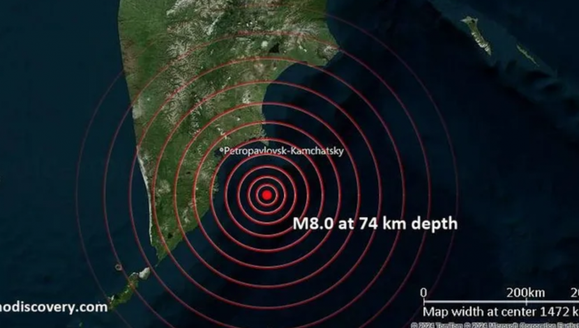 Trận động đất cường độ 8,8 richter ở vùng biển viễn đông Nga vào sáng nay 30/7