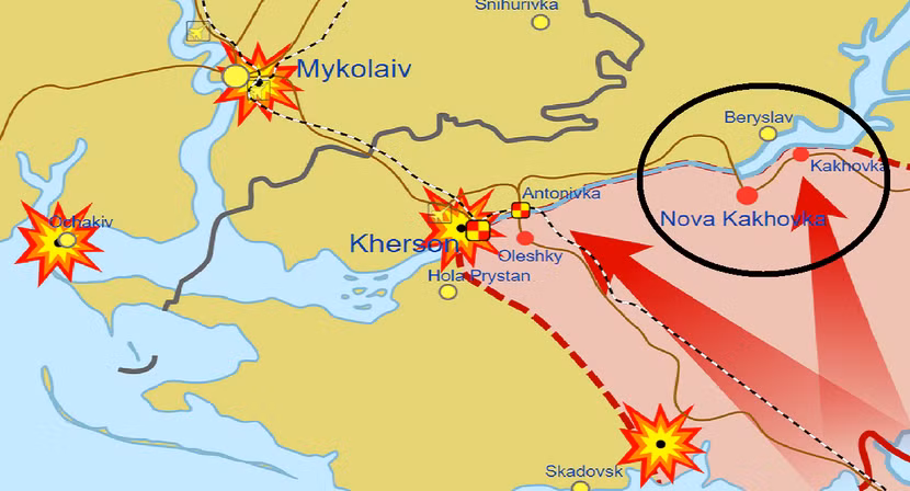 Chiến sự Nga-Ukraine ở phía nam đã có bước ngoặt mới khi quân Nga đã chiếm được Nova Kakhovka