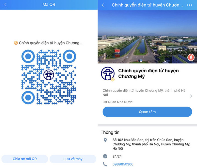 Cách truy cập vào trang Zalo “Chính quyền điện tử huyện Chương Mỹ”