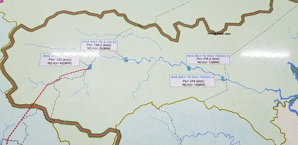 Ví trí thủy điện Rào Trăng 3, nơi đang được cho là có hơn 10 công nhân bị vùi lấp trong lũ