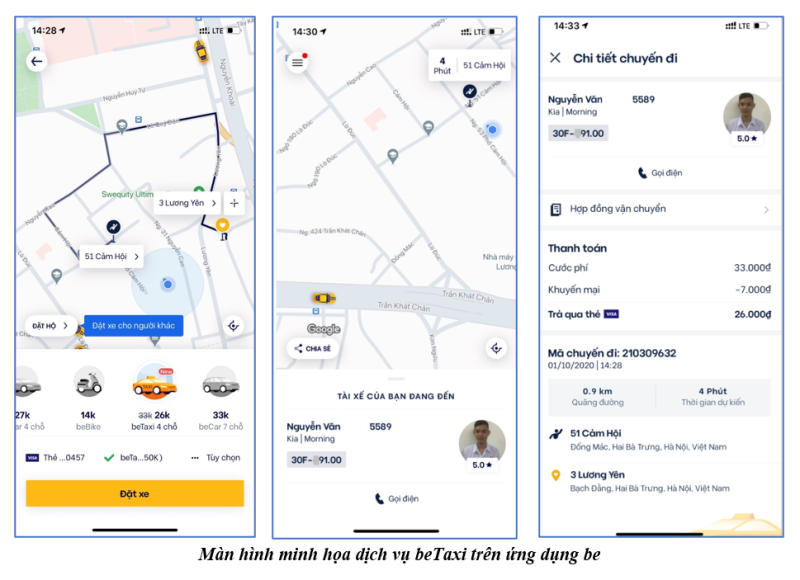 Hành khách sử dụng có thể gọi taxi truyền thống ngay trên ứng dụng be