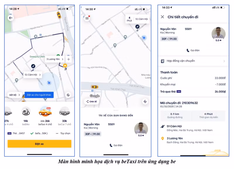 Hành khách sử dụng có thể gọi taxi truyền thống ngay trên ứng dụng be