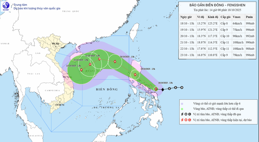 Bão Fengshen trong chiều mai sẽ đi vào Biển Đông, trở thành bão số 12 nhưng bị không khí lạnh ở phía Bắc làm cho suy yếu và đổi hướng di chuyển