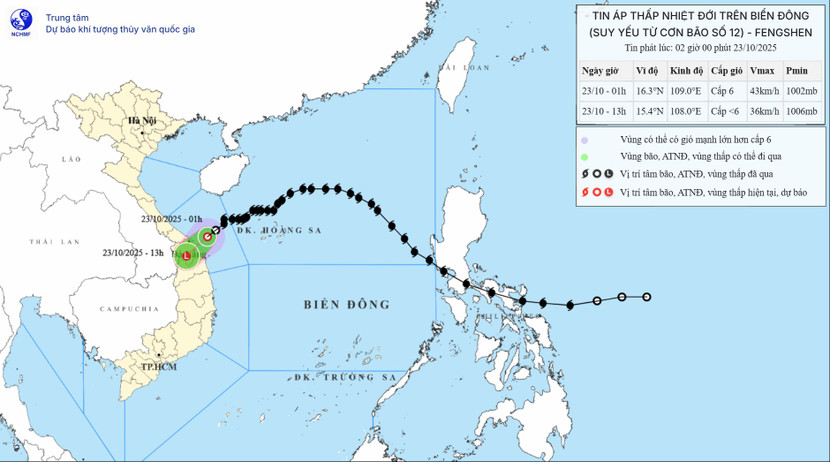 Bão Fengshen đã suy yếu thành áp thấp nhiệt đới, đổ bộ vào Đà Nẵng- Quảng Ngãi trong sáng nay Bão Fengshen đã suy yếu thành áp thấp nhiệt đới, đổ bộ vào Đà Nẵng- Quảng Ngãi trong sáng nay