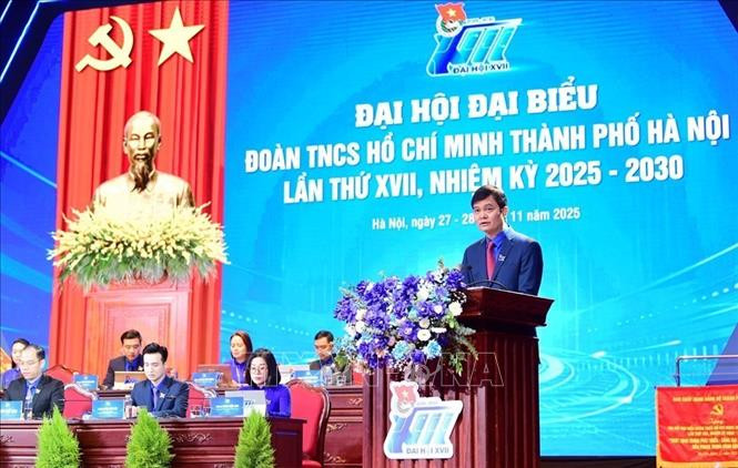 Bí thư thứ nhất Trung ương Đoàn Bùi Quang Huy phát biểu chỉ đạo.