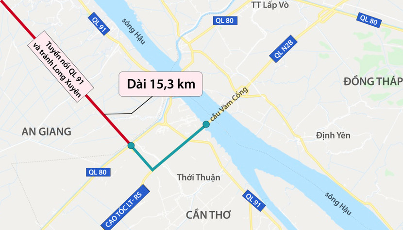 Dự án đường nối QL19 và tuyến tránh TP Long Xuyên có tổng mức đầu tư 2.100 tỷ đồng