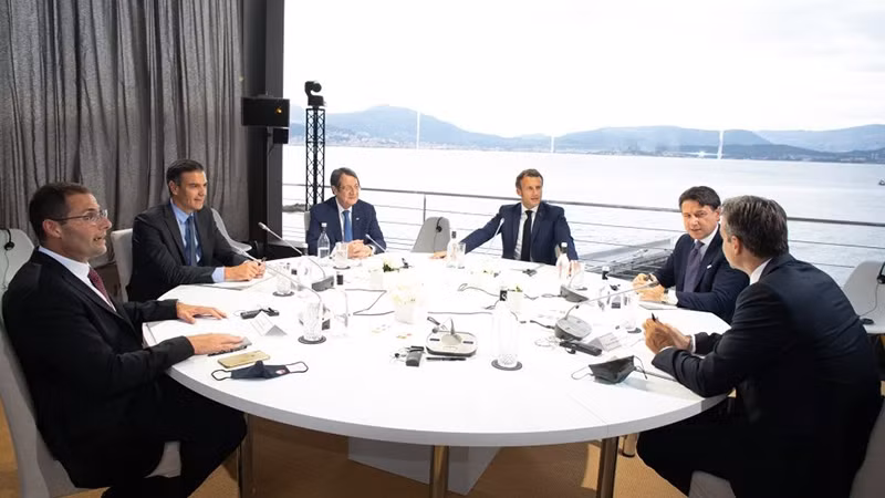 Lãnh đạo 6 nước Nam Âu tại cuộc họp liên quan đến căng thẳng ở Đông Địa Trung Hải, ngày 10-9-2020