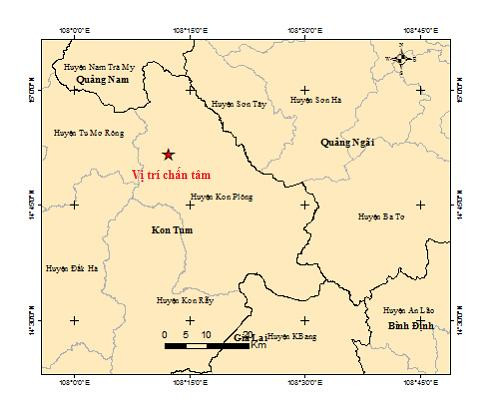 Khu vực huyện Kon Plông, tỉnh Kon Tum ngày 6/5 lại xảy ra 2 trận động đất