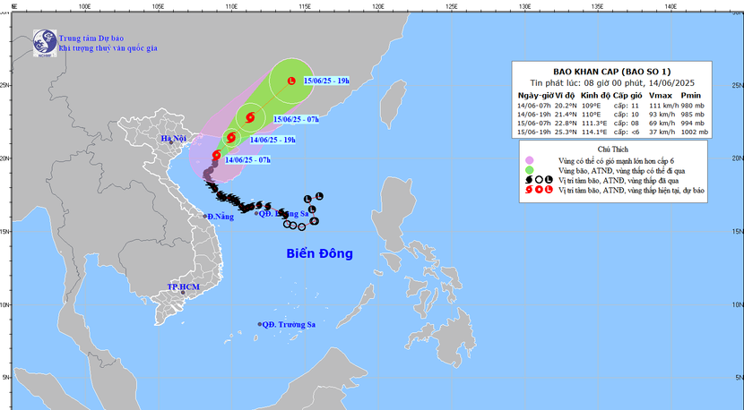 Bão số 1 đang tiến dần về phía Trung Quốc, mưa lớn ở Trung bộ kết thúc Bão số 1 đang tiến dần về phía Trung Quốc, mưa lớn ở Trung bộ kết thúc