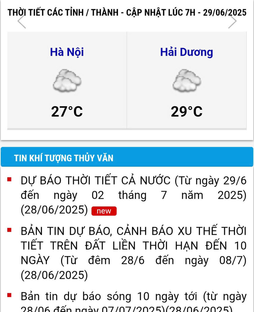 Việc dự báo thời tiết, cảnh báo thiên tai sẽ có thay đổi từ 1/7 cho phù hợp với việc tổ chức chính quyền mới, 2 cấp