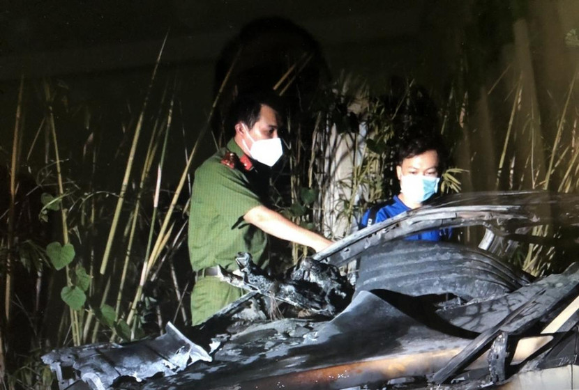 Đối tượng Khổng Minh Toàn tại hiện trường vụ việc. Ảnh: VOV